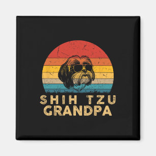 Retro Shih Tzu Grandpa Dog Lover Paw Vater Vathers Magnet