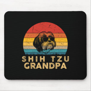 Retro Shih Tzu Grandpa Dog Lover Paw Vater Vathers Mousepad