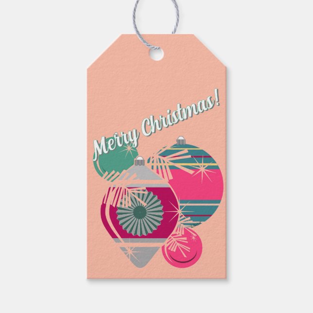Retro Shiny Brite Ornaments Weihnachten Geschenkanhänger (Vorderseite)