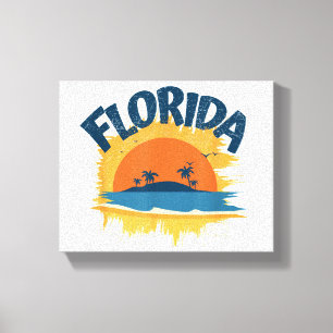 Retro-Shirt-Design Florida im Vintage-Stil Sonnens Leinwanddruck