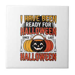 Retro-Shirt mit Halloween-Süßigkeiten-Eimer-Design Fliese