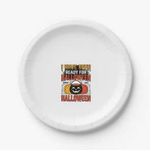 Retro-Shirt mit Halloween-Süßigkeiten-Eimer-Design Pappteller