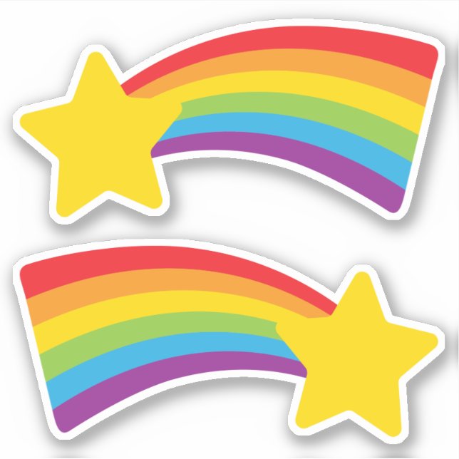 Retro Shooting Star mit Rainbow Stickern Aufkleber (Vorderseite)