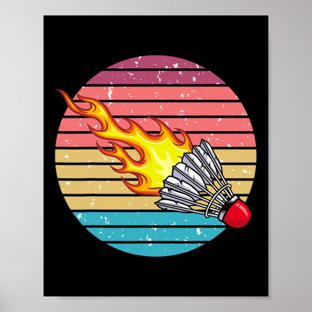 Retro Shuttle Fun Badminton Sports Player Coach Gr Poster (Vorne)