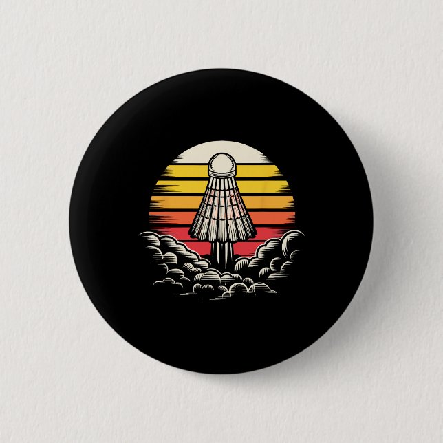 Retro Shuttle Sport Outfit Rocket Badminton Playa Button (Vorderseite)