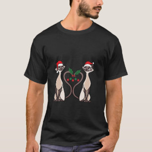 Retro Siamese Katzen in Weihnachtsmannmütze Orname T-Shirt