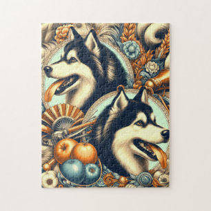 Retro Siberian Husky Illustration