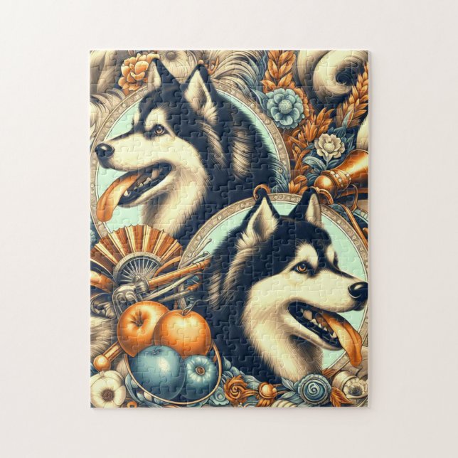 Retro Siberian Husky Illustration (Vertikal)