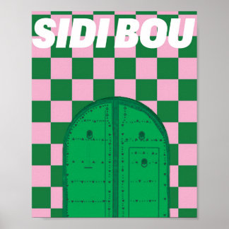 Retro Sidi Bou Said Poster | Vintage Grün & Rosa
