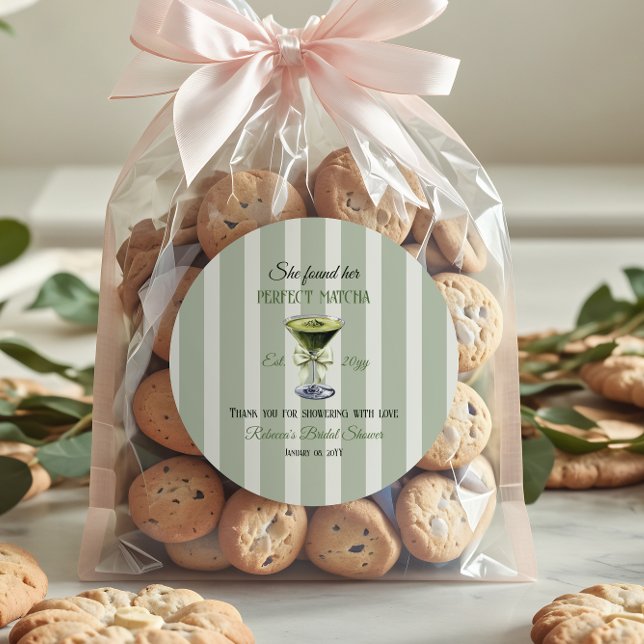 Retro Sie fand ihr perfektes Matcha-Brautparty Runder Aufkleber (Von Creator hochgeladen)
