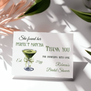 Retro Sie fand ihr perfektes Matcha-Bridal-Shower Dankeskarte
