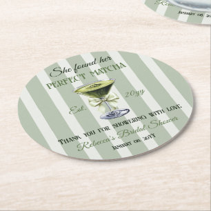 Retro Sie fand ihr perfektes Matcha-Bridal-Shower Runder Pappuntersetzer