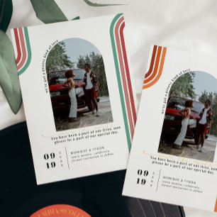 Retro Siebziger   Foto im Bogen Save-the-Date Save The Date