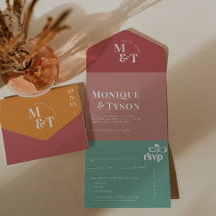 Retro-Siebziger Hochzeit   All In One Einladung