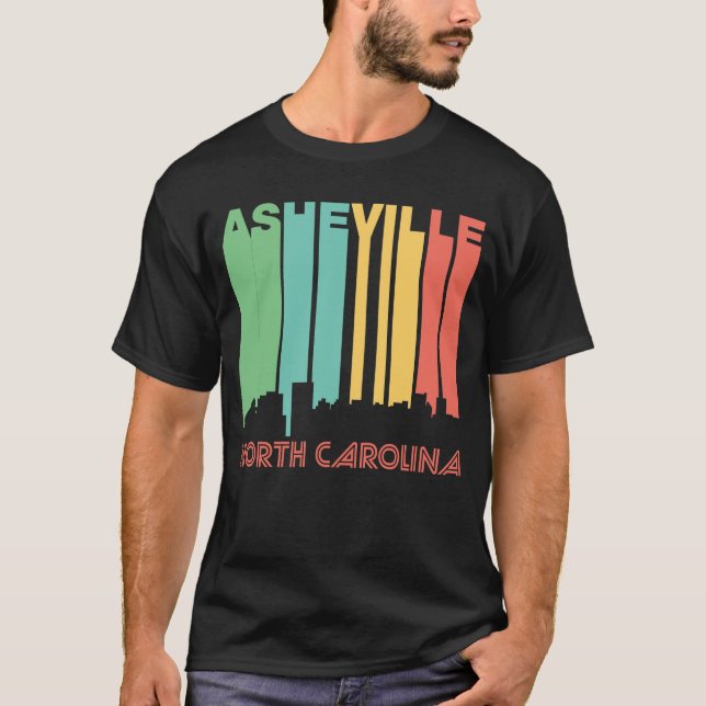 Retro Siebzigerjahre Art-Asheville-North Carolina T-Shirt (Vorderseite)