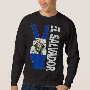 Retro Sieg zwei Fingers El Salvador Flaggenpatt Sweatshirt