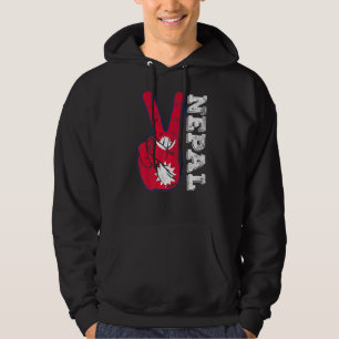 Retro Sieg zwei Fingers Nepal Flag Patriotic Hoodie