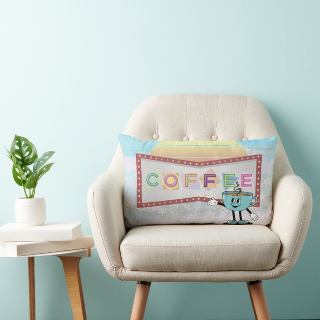 Retro Sign Coffee Lumbar Kissen (Stuhl )