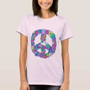 Rétro signe de paix super et T-shirt de colombe