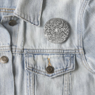 Retro-Silber-Disco-Kugel - Funkelnder Anstecker Button
