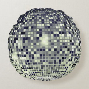 Retro-Silber-Disco-Kugel-glänzendes rundes Kissen