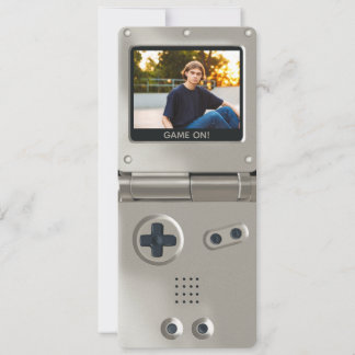 Retro-Silber-Handheld-Gaming-II-Geburtstag Einladung