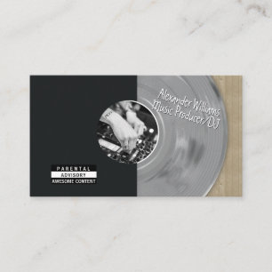 Retro-Silber-Schallplatte-Musikproduzent-DJ Visitenkarte