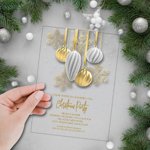 Retro-Silber- und Goldverzierungen Weihnachtsfeier Acryleinladungen