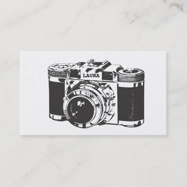 Retro silberne Kamera-Fotograf-Visitenkarten Visitenkarte (Vorderseite)