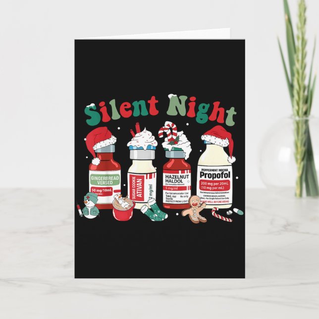 Retro Silent Night Xmas Nurse Christmas Doctor Er  Karte (Vorderseite)