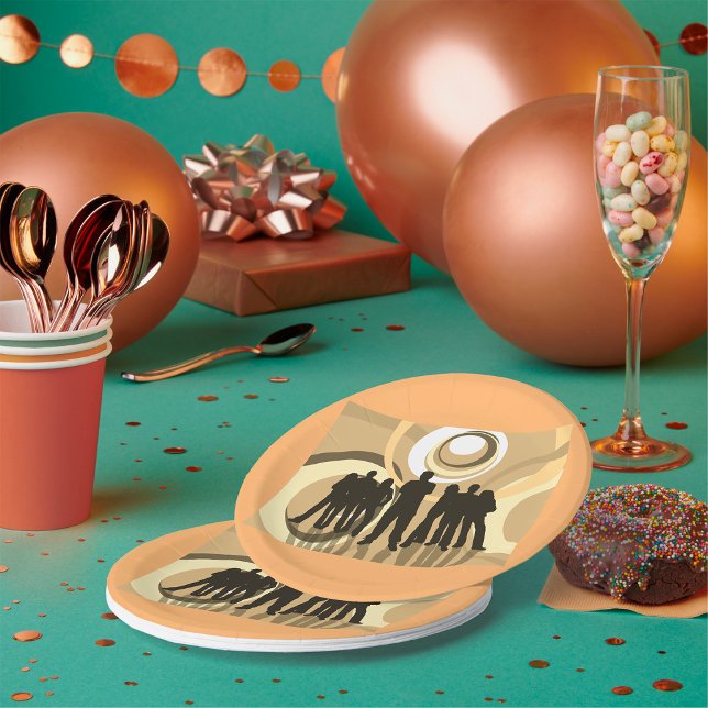 Retro-Silhouette Personen mit Abstrakten Kreisläuf Pappteller (Von Creator hochgeladen)