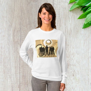 Retro-Silhouette Personen mit Abstrakten Kreisläuf T-Shirt