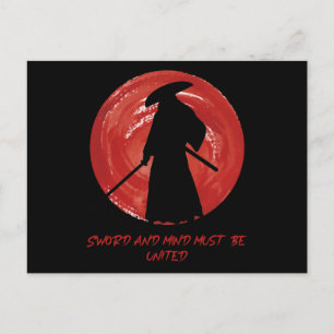 Retro-Silhouette Samurai - Zitat über den Geist vo Postkarte