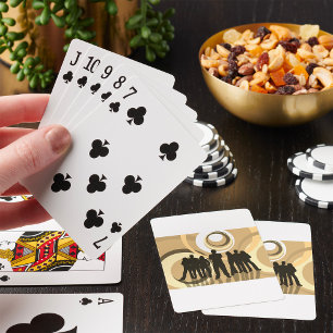 Retro-Silhouetten von Menschen mit abstrakten Krei Spielkarten