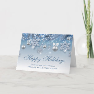 Retro Silver Christmas Ornament Corporate Greeting Feiertagskarte