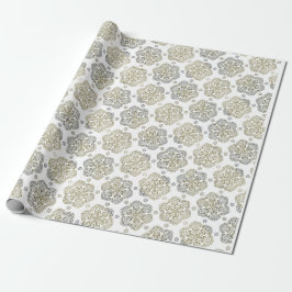 Retro Silver Gold Blume Muster Geschenkpapier