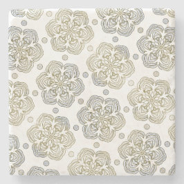 Retro Silver Gold Blume Muster Steinuntersetzer