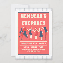 Retro Silvester-Party Einladung