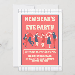 Retro Silvester-Party Einladung