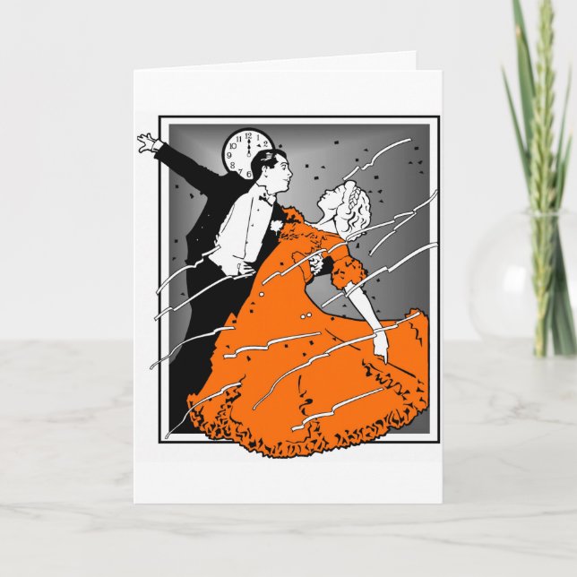 Retro Silvesterpaar, Feiertagskarte (Vorderseite)