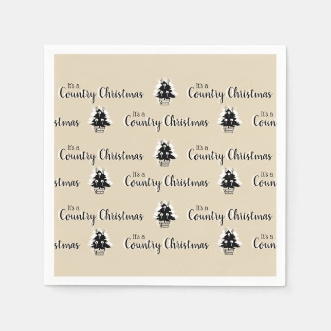 Retro Simple Beige Country Weihnachtsbaummuster Serviette (Vorderseite)