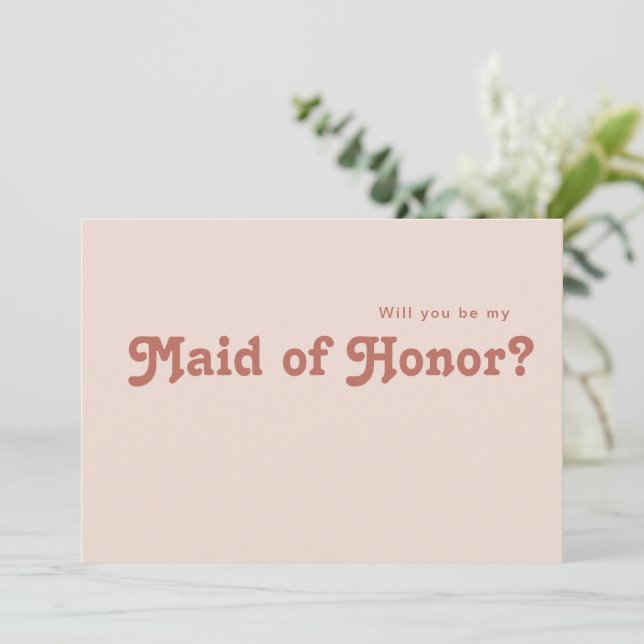 Rétro simple | Blush Maid of Honor - Carte de prop (Debout devant)