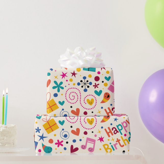 Retro Singing Happy Birthday Geschenkpapier (Partygeschenke)