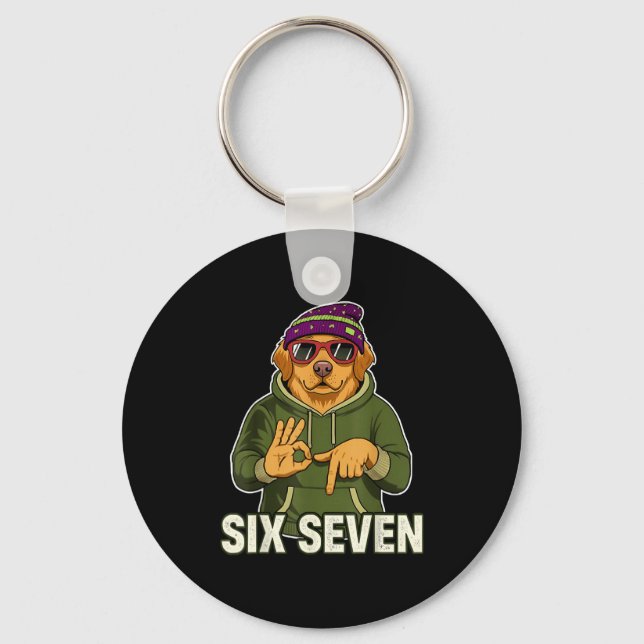 Retro Six Seven Golden Retriever Graphic Gift Men  Schlüsselanhänger (Vorderseite)