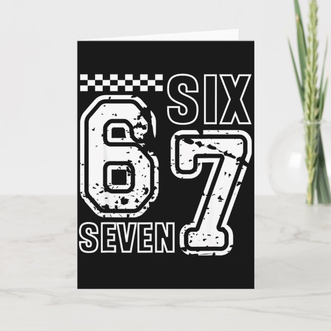 Retro Six Seven Numbers Clever Humor 6 7 Meme Mens Karte (Vorderseite)
