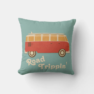 Retro Sixties Aquamarin Orange Yellow Road Trippin Kissen