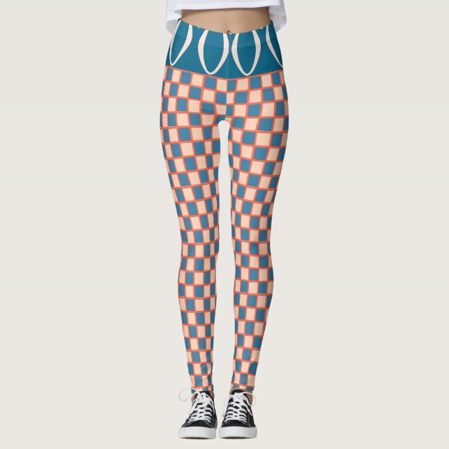 Retro Sixties California Checkerboard Wave Leggings (Vorderseite)