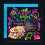 Retro Sixties Peace and Liebe 16. Geburtstagsparty Einladung<br><div class="desc">Feiern Sie ihr 16-jähriges Jubiläum mit einer "Peace and Liebe Retro" Geburtstagsparty.</div>