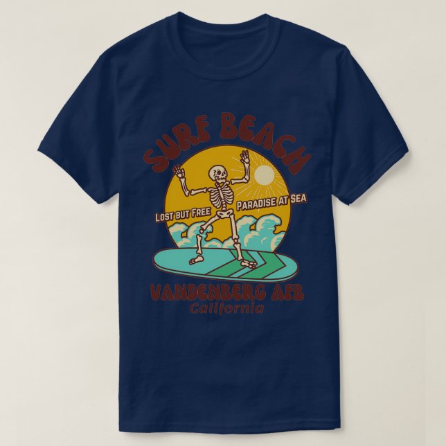 Retro Sixties Surf Beach Vandenberg AFB California T-Shirt (Design vorne)