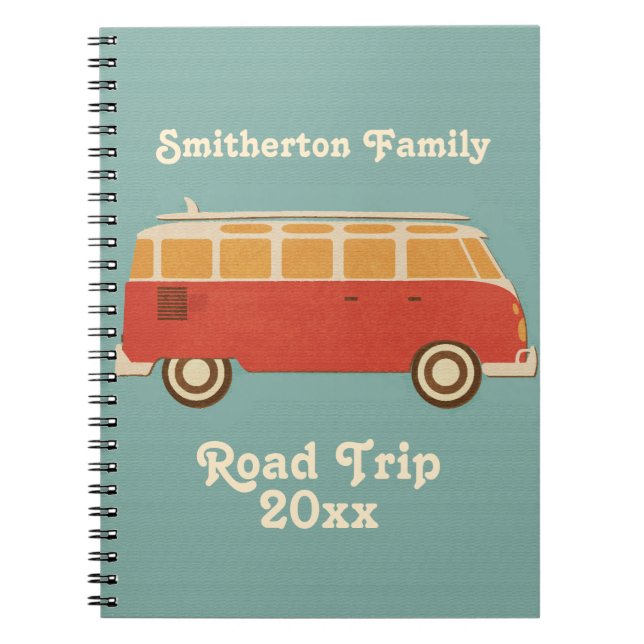 Retro Sixties Van Family Road Trip Urlaub Notizblock (Vorderseite)